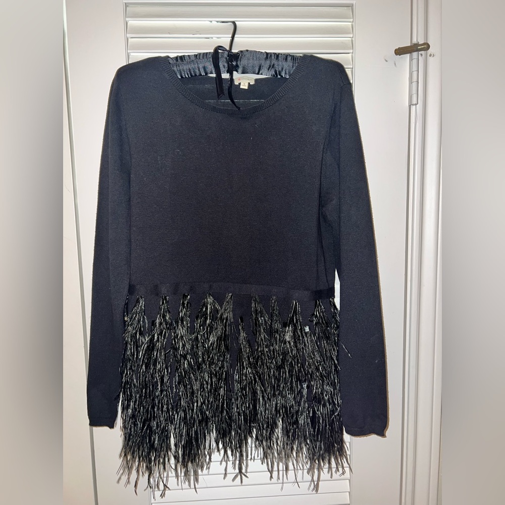 Cremieux ostrich feather sweater sz M